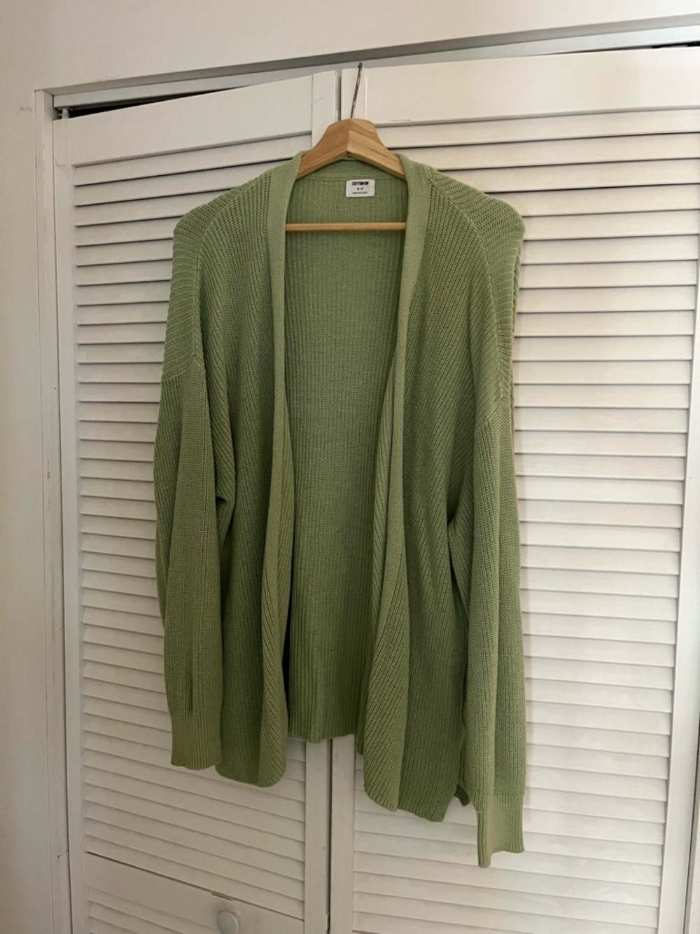 Madewell Light Olive Green Open-Front Ribbed Cardigan